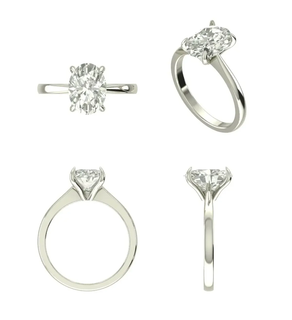 Oval Diamond Solitaire Ring 