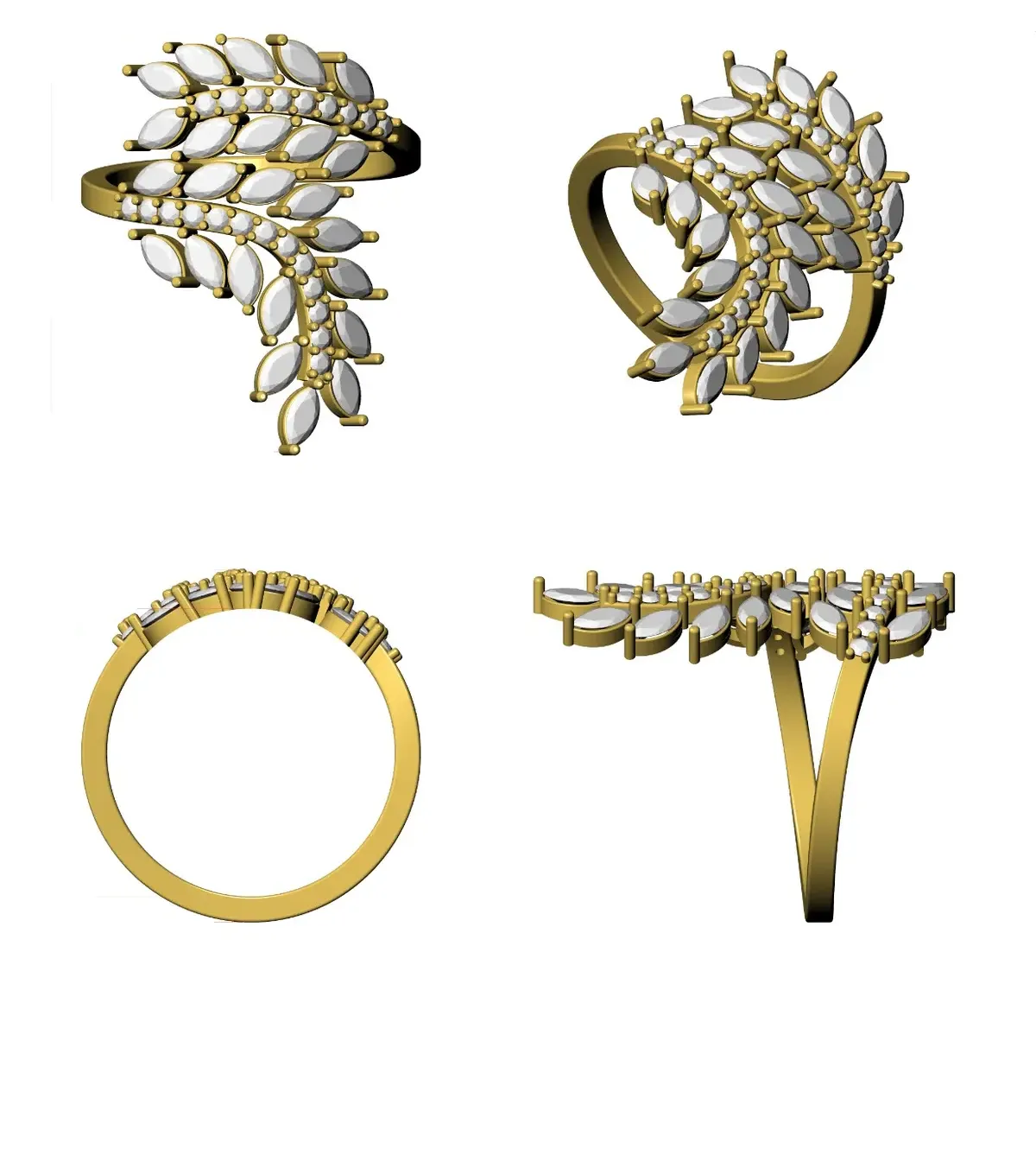 Marquise & Round Diamond Fashion Ring 