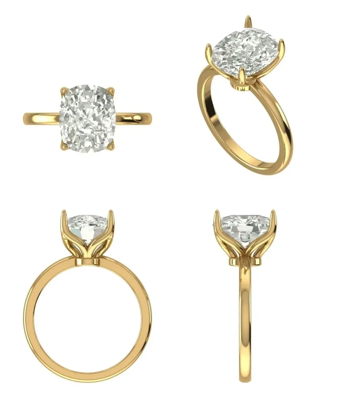 Cushion Diamond Solitaire Ring 