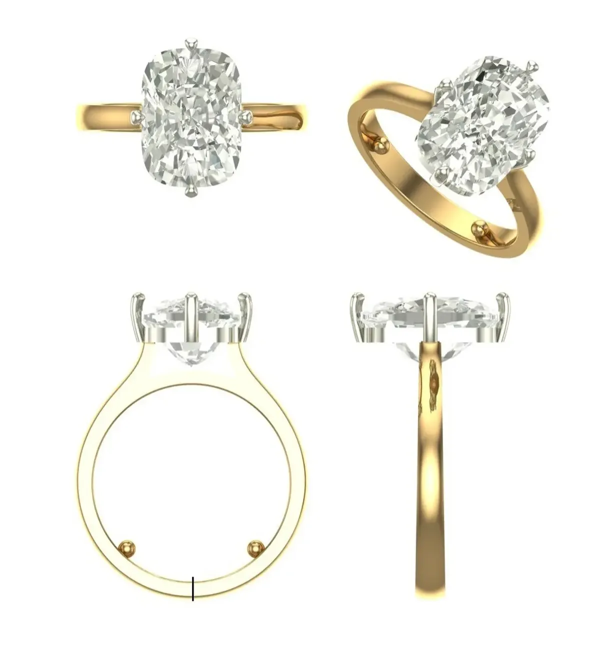 Cushion Diamond Solitaire Ring 