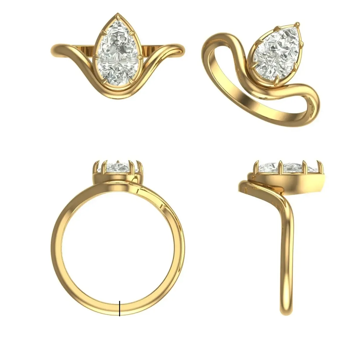Bezel Setting Pear Diamond Solitaire Ring 