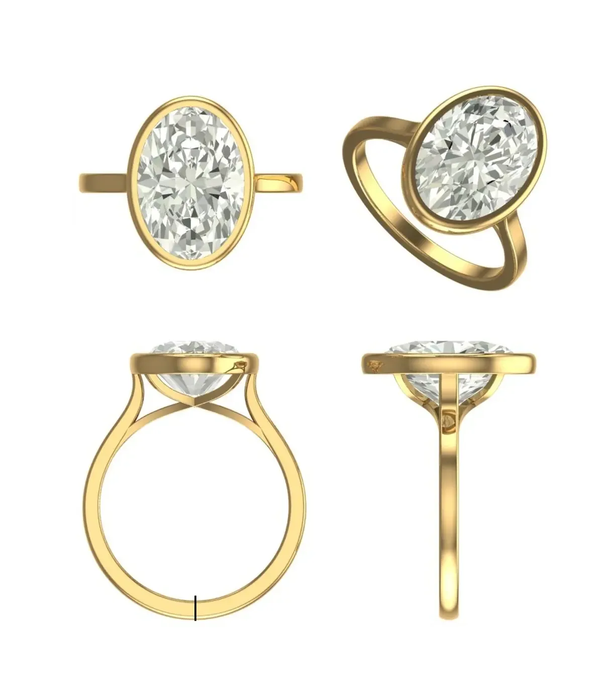 Bezel Setting Oval Diamond Solitaire Ring 