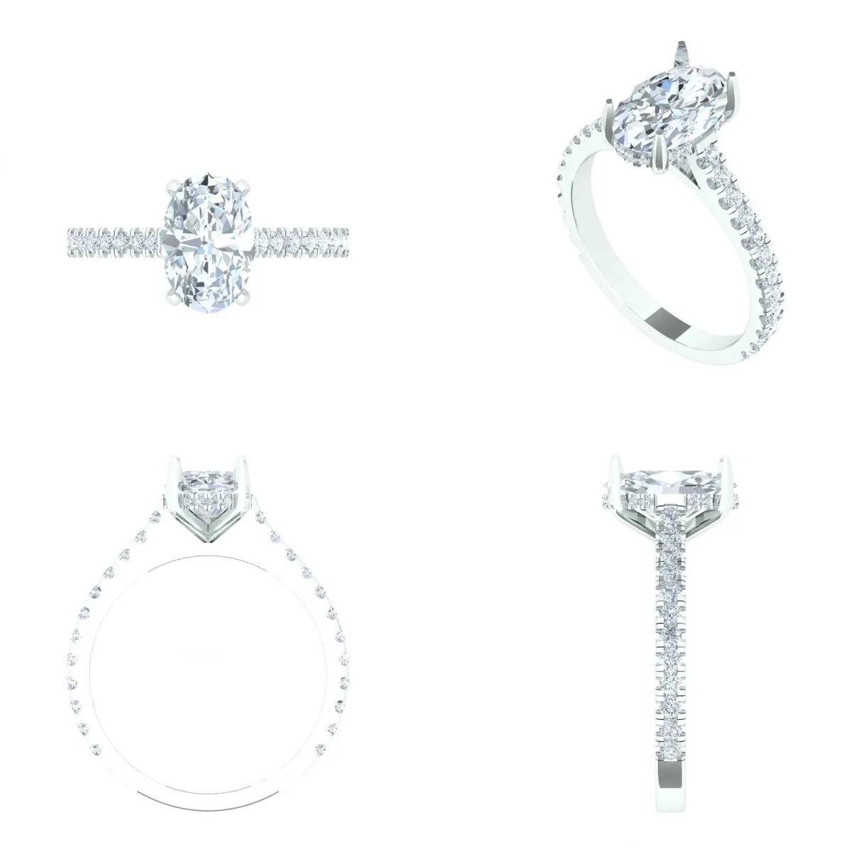 Oval & Round Diamond Engagement Ring 