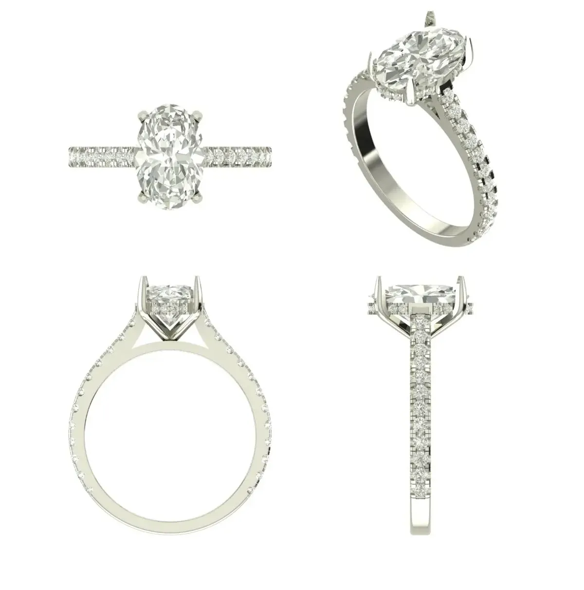 Oval & Round Diamond Engagement Ring 