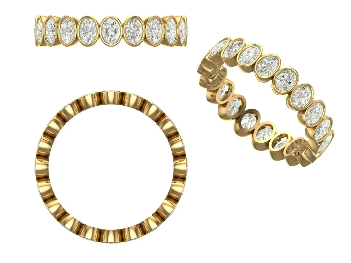 Bezel Setting Oval Diamond Band