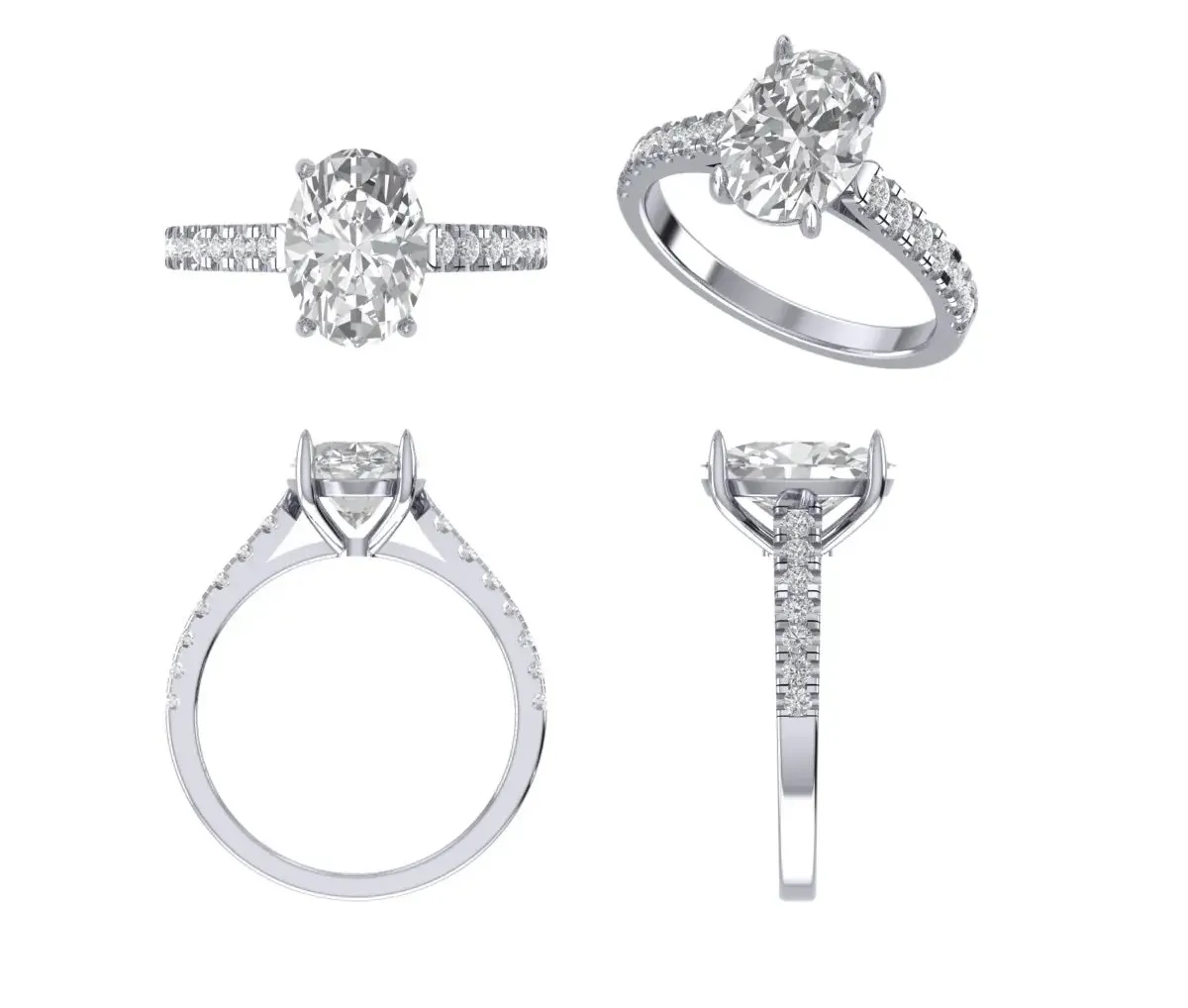 Oval & Round Diamond Engagement Ring 