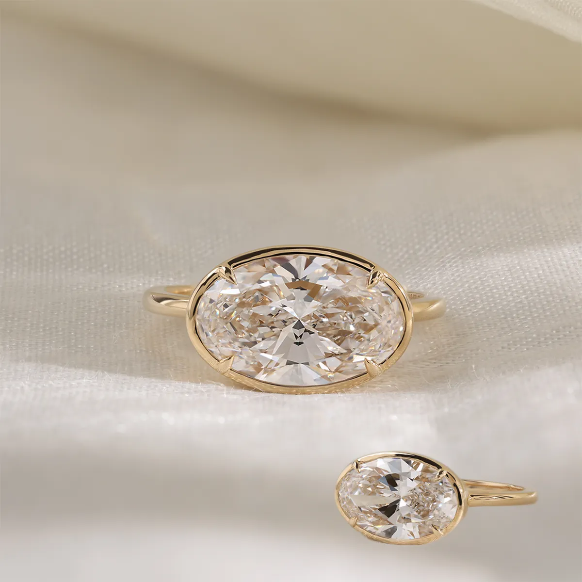 Bezel Setting Oval Diamond Solitaire Ring 