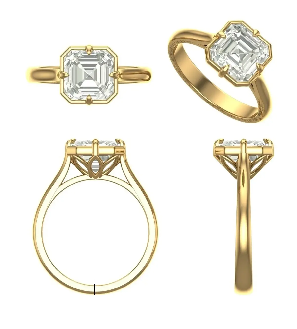 Bezel Setting Ascher Diamond Solitaire Ring 