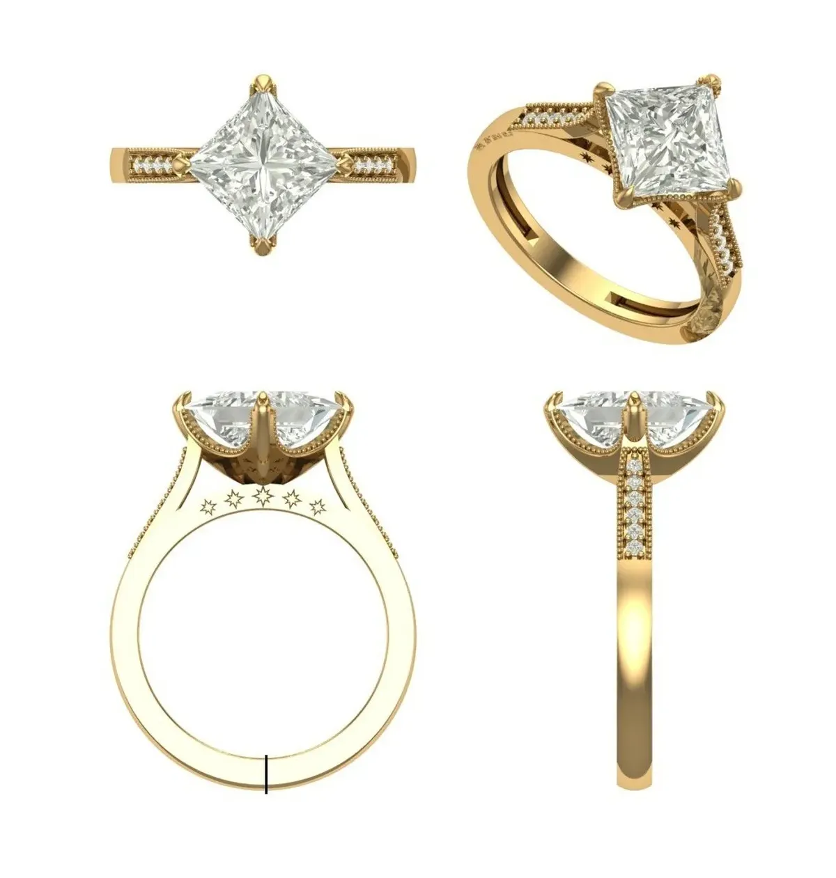 Princess & Round Diamond Engagement Ring 