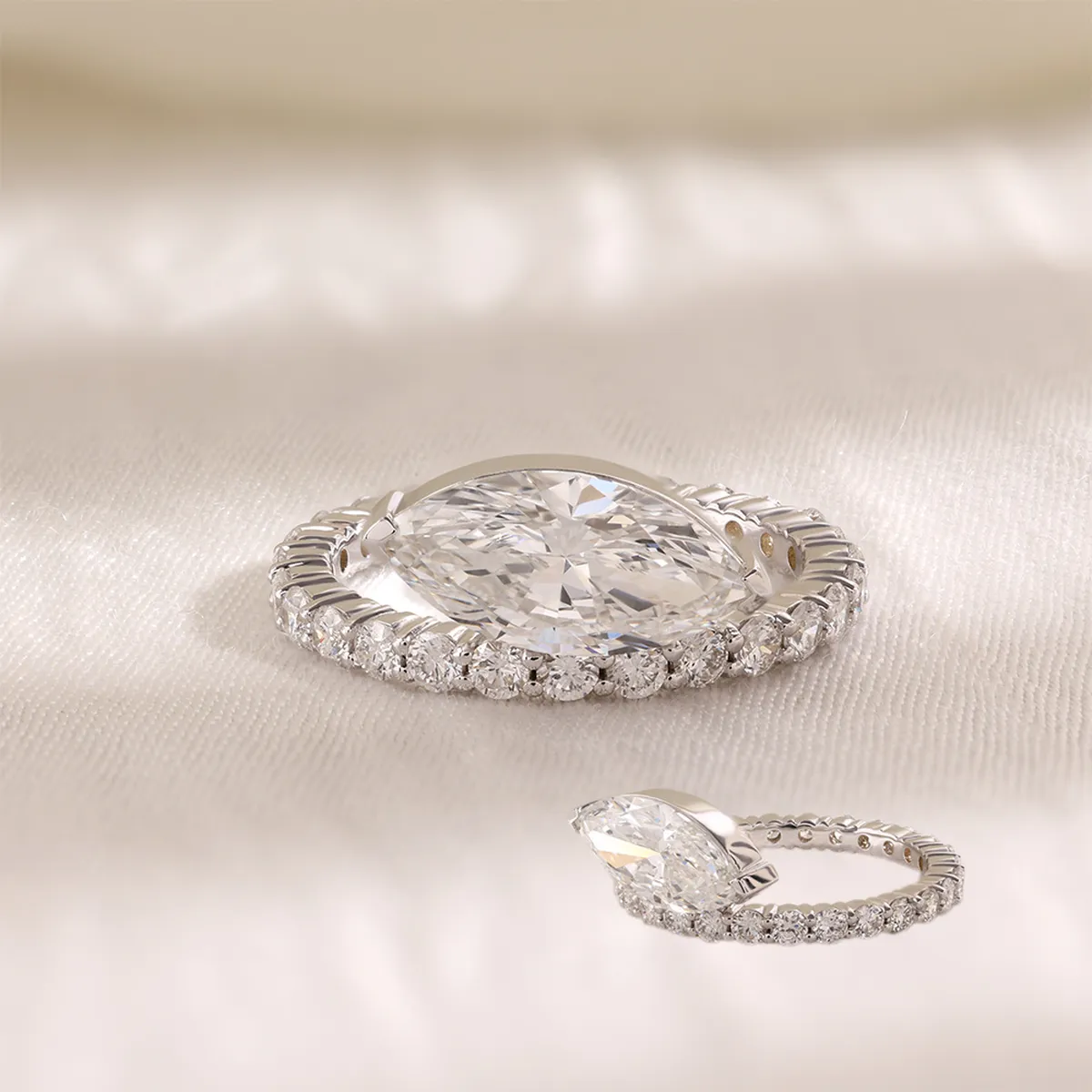 Marquise & Round Diamond Engagement Ring 