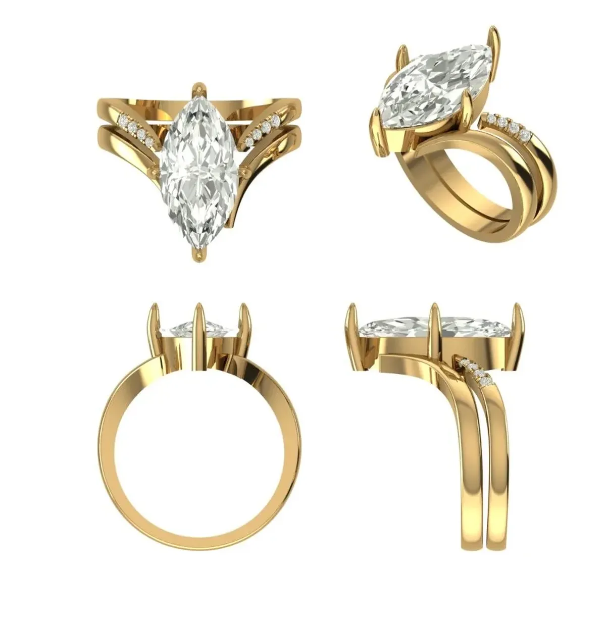 Marquise & Round Diamond Engagement Ring 