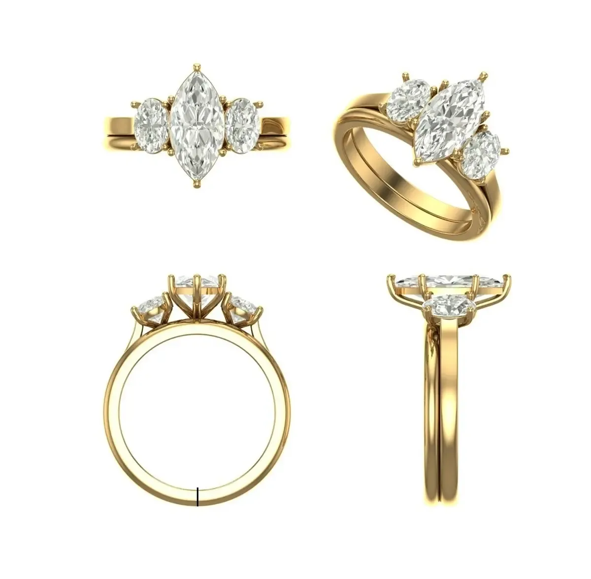 Oval & Marquise Diamond Engagement Ring 