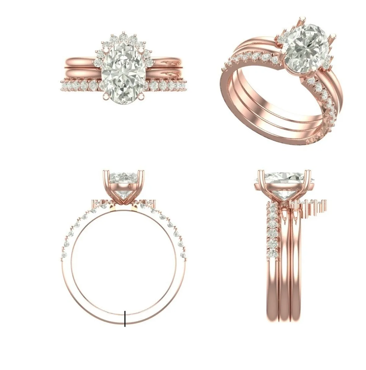 Oval & Round Diamond Engagement Ring 