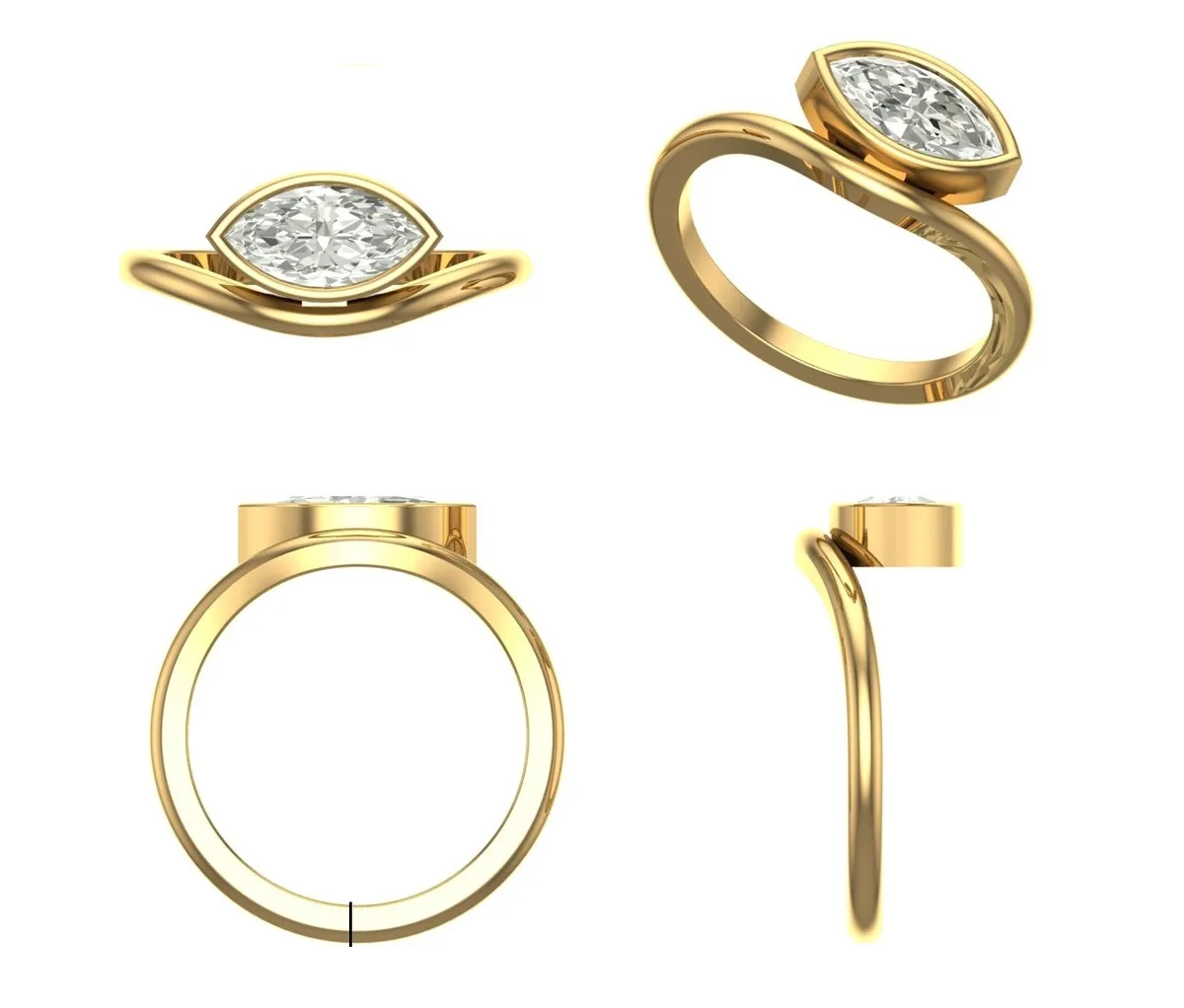 Bezel Setting Marquise Diamond Solitaire Ring 