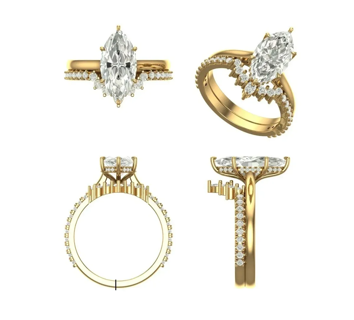 Marquise & Round Diamond Engagement Ring 