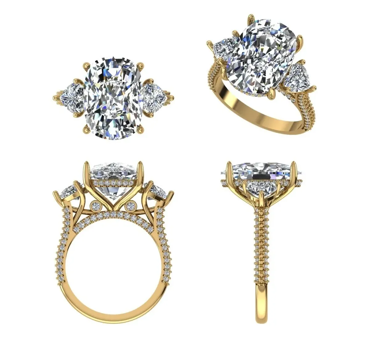 Cushion, Heart & Round Diamond Engagement Ring 