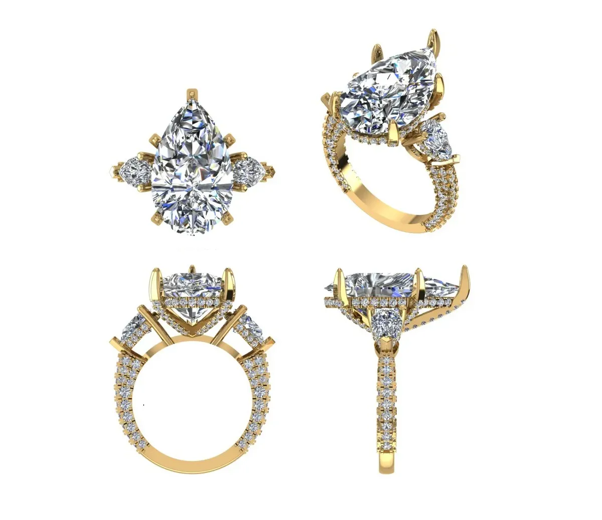 Pear & Round Diamond Engagement Ring 