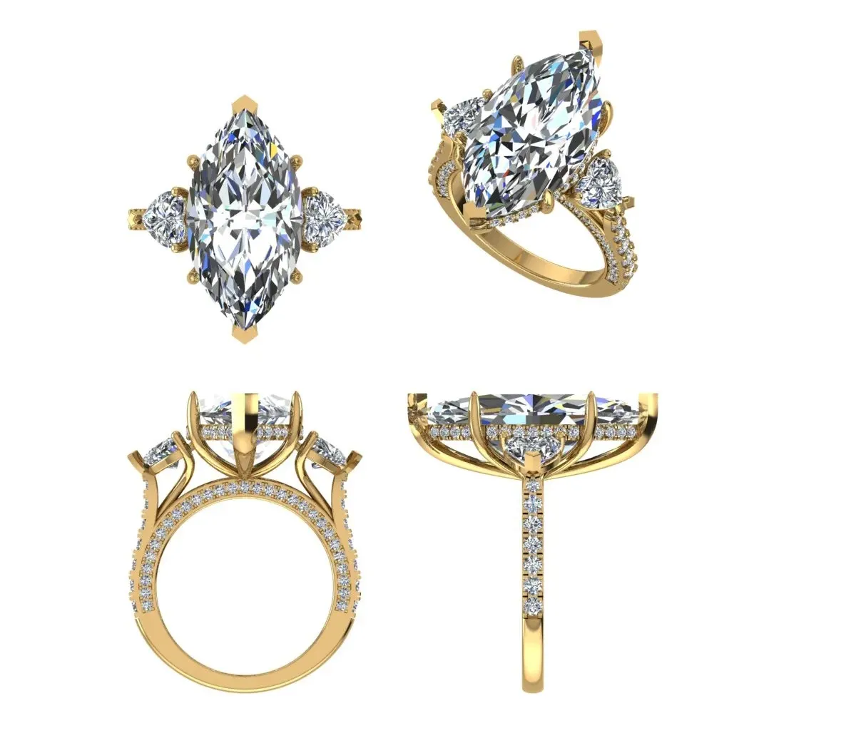 Marquise , Heart & Round Diamond Engagement Ring 