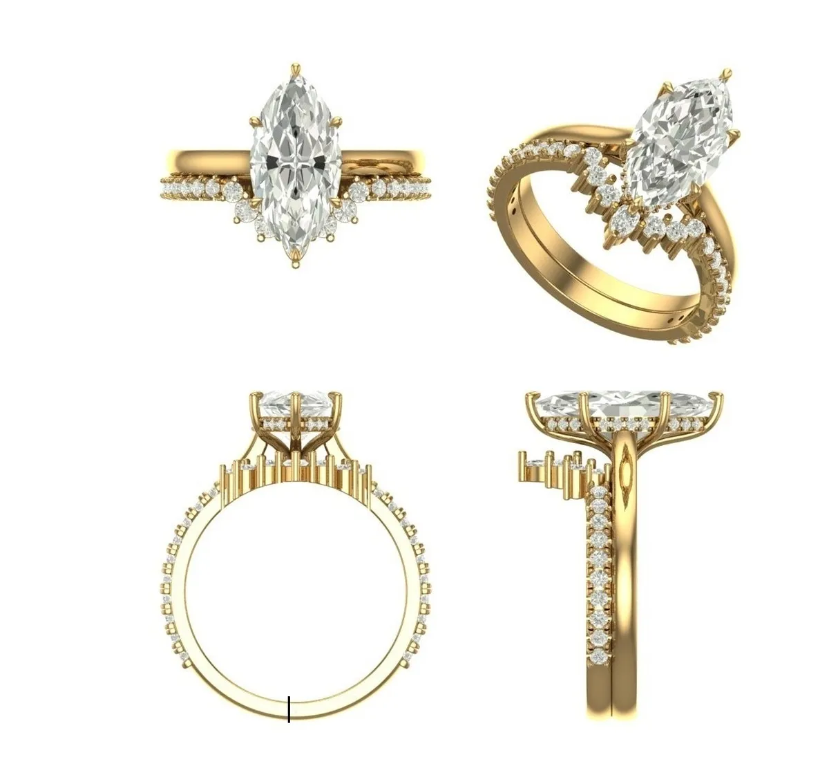 Marquise & Round Diamond Engagement Ring 