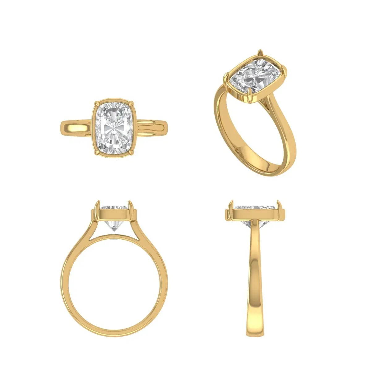 Bezel Setting Cushion Diamond Solitaire Ring 