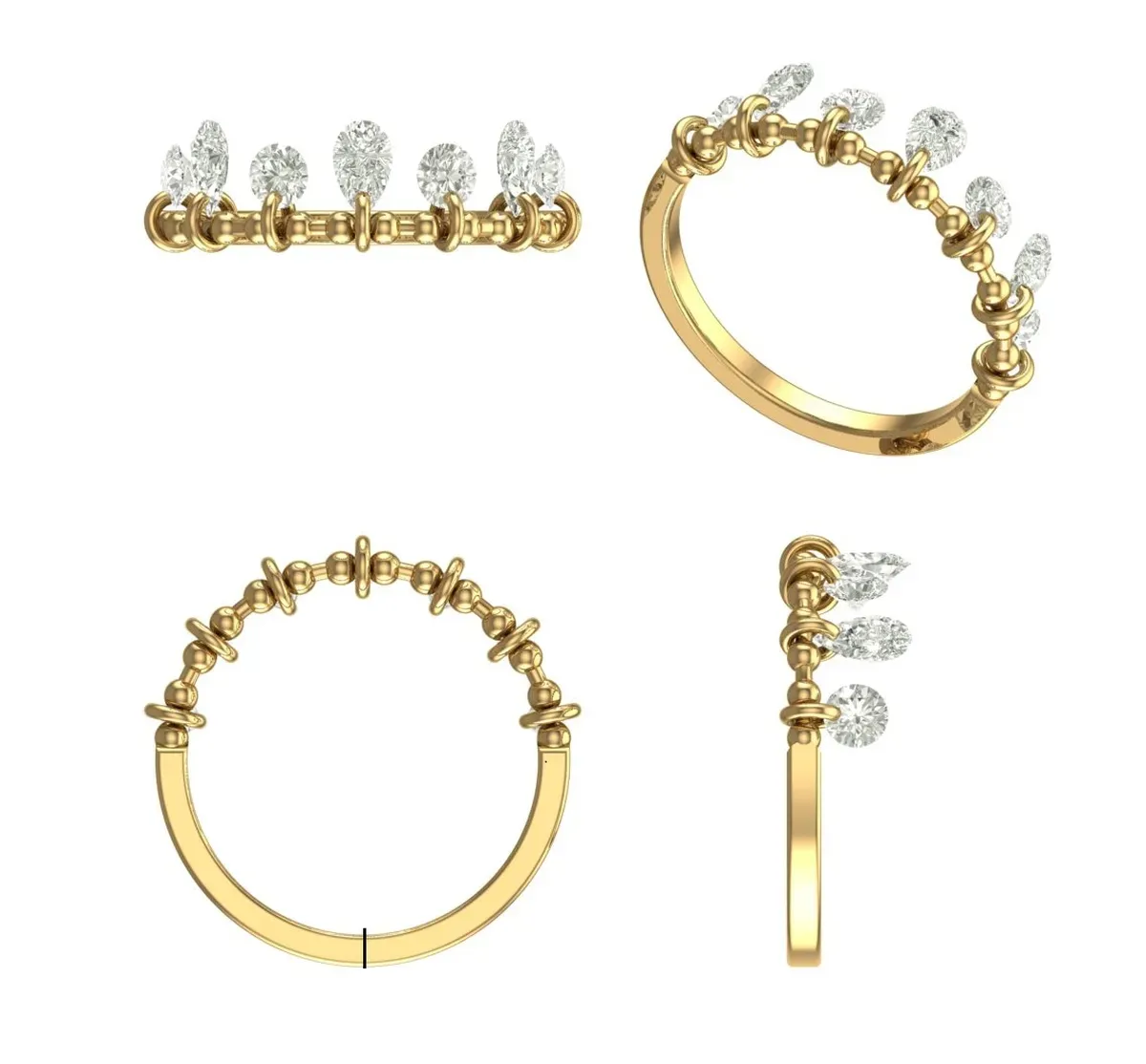 Pear & Round Drill Diamond Fashion Ring 