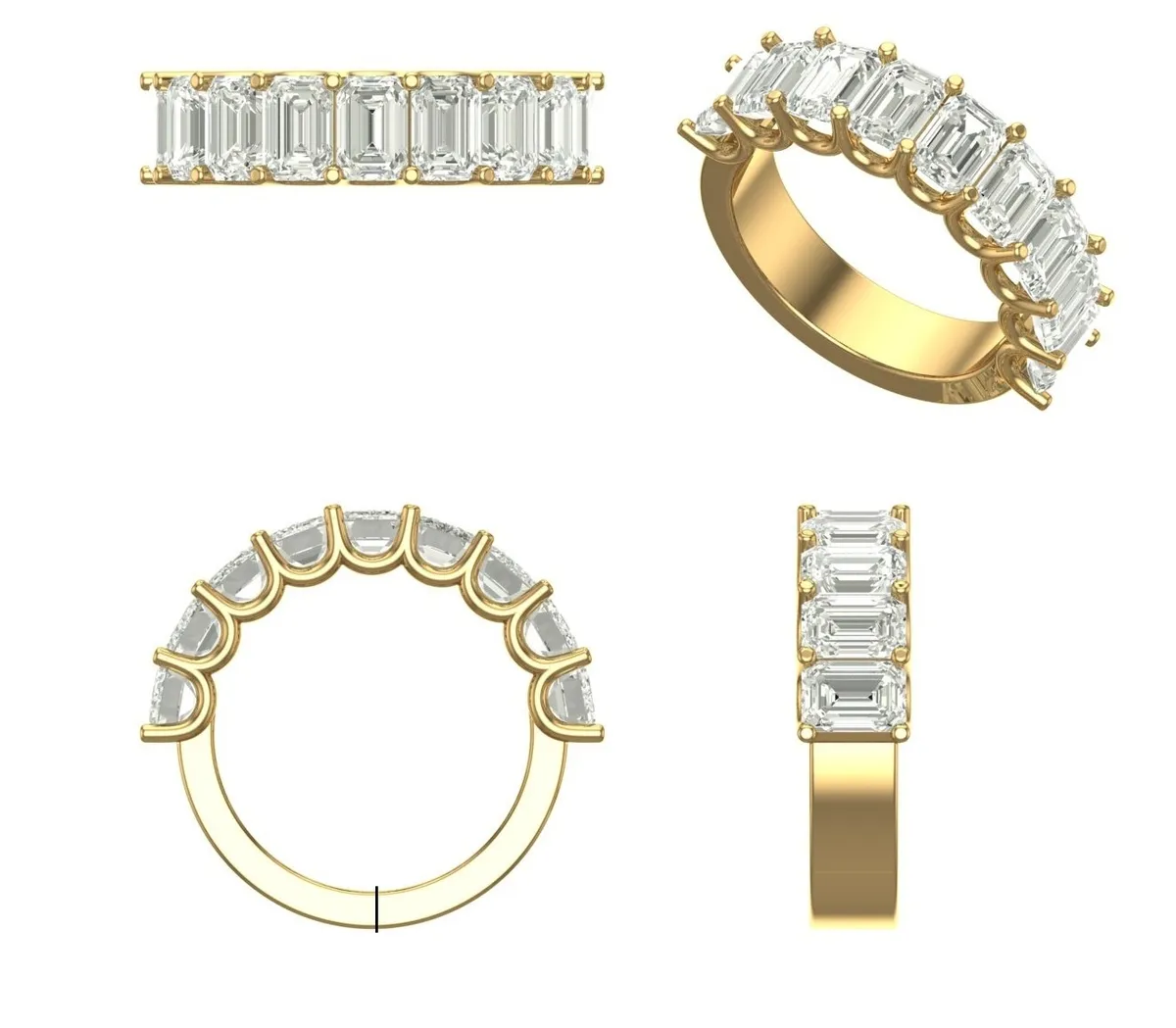 Emerald Diamond Half Eternity Band 