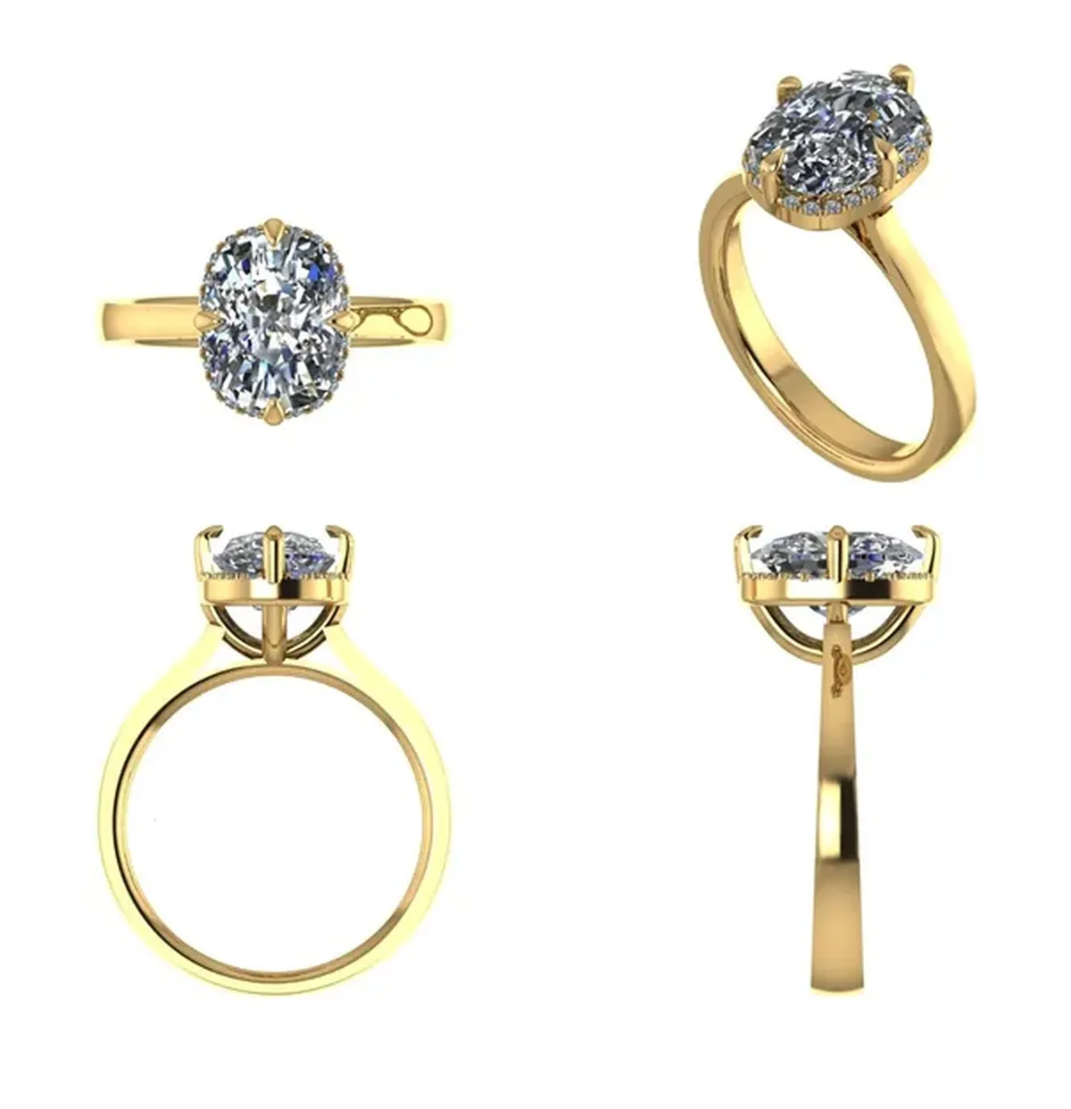 Halo Setting Cushion & Round Diamond Engagement Ring 