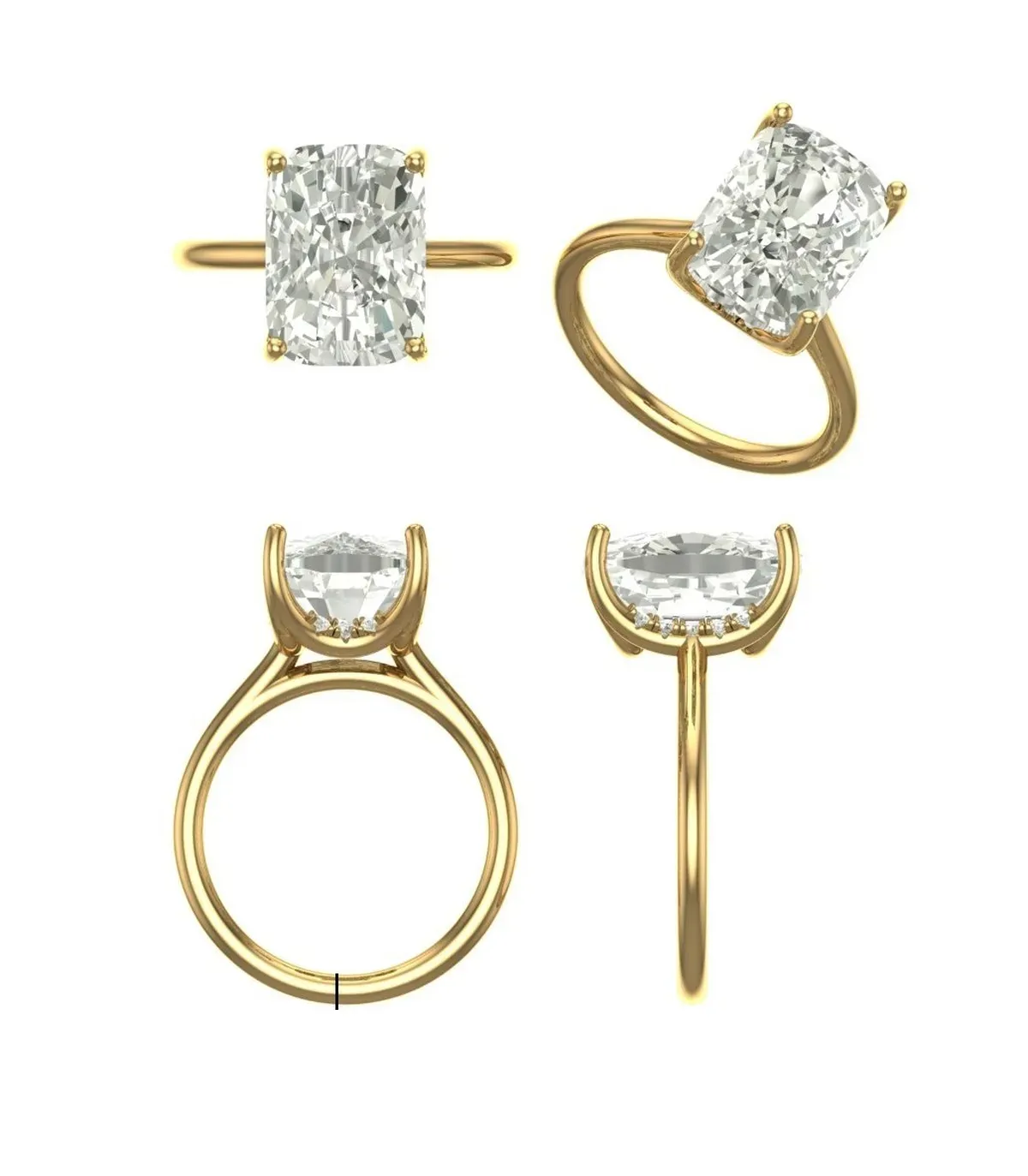Halo Setting Cushion & Round Diamond Engagement Ring 