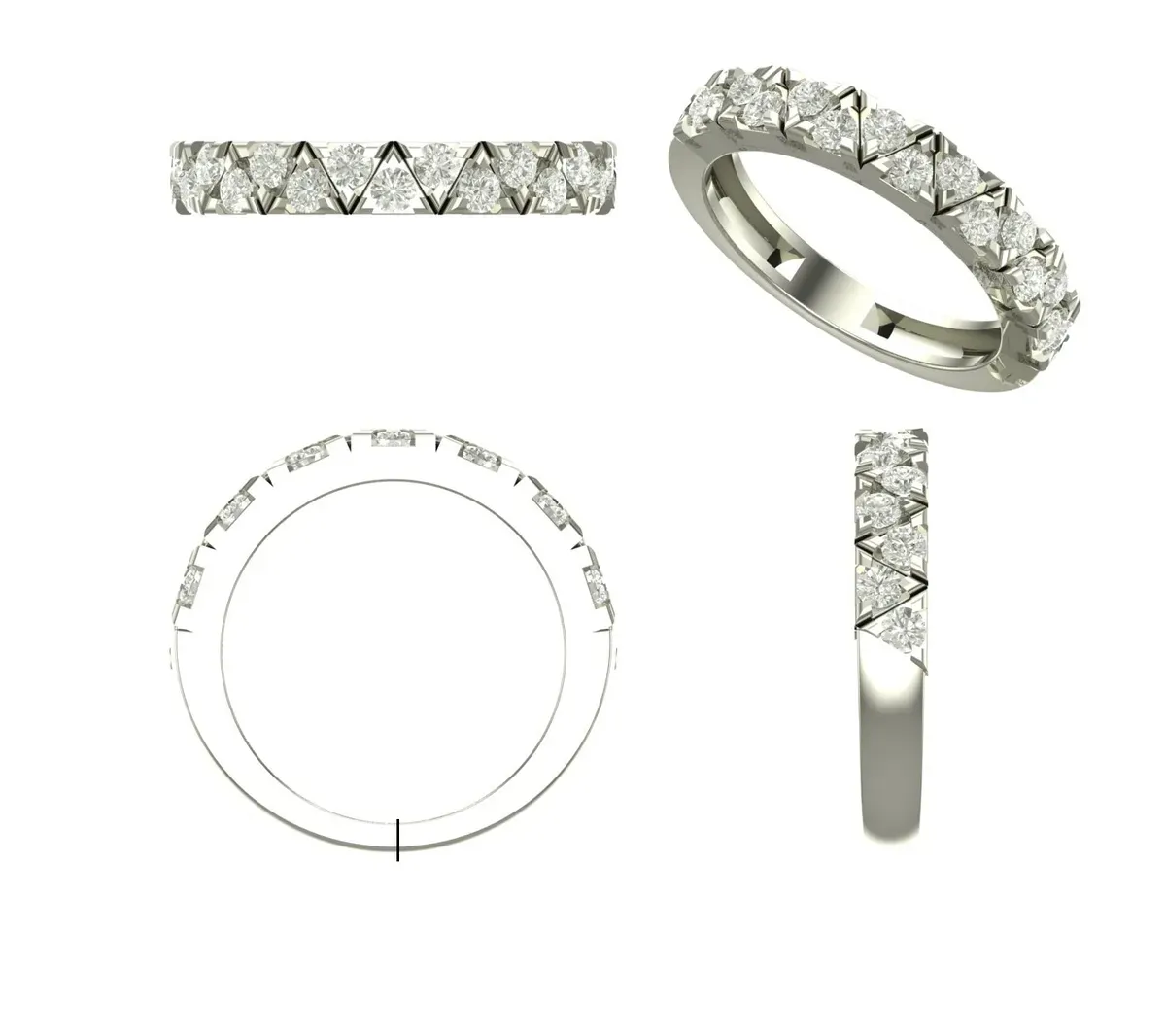 Round Diamond Half Eternity Band 
