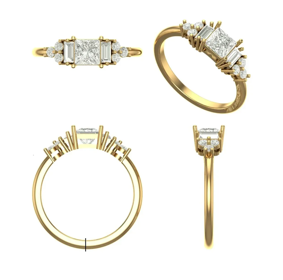Princess , Bugget & Round Diamond Engagement Ring 