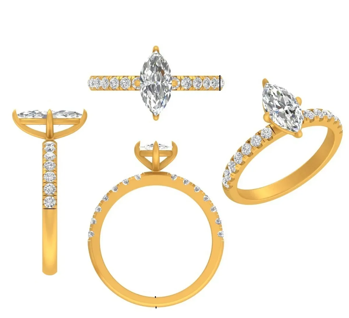 Marquise & Round Diamond Engagement Ring 