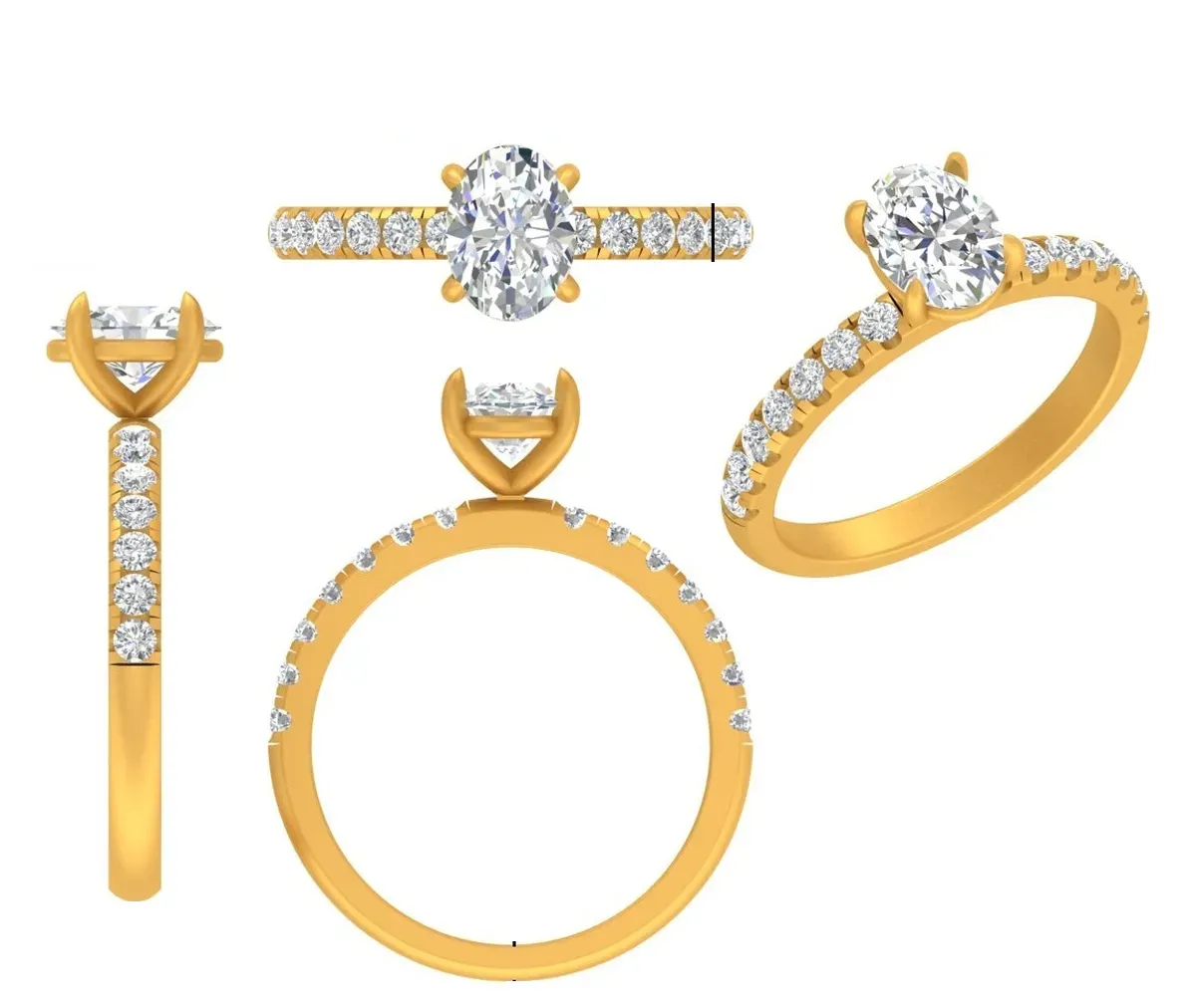 Oval & Round Diamond Engagement Ring 