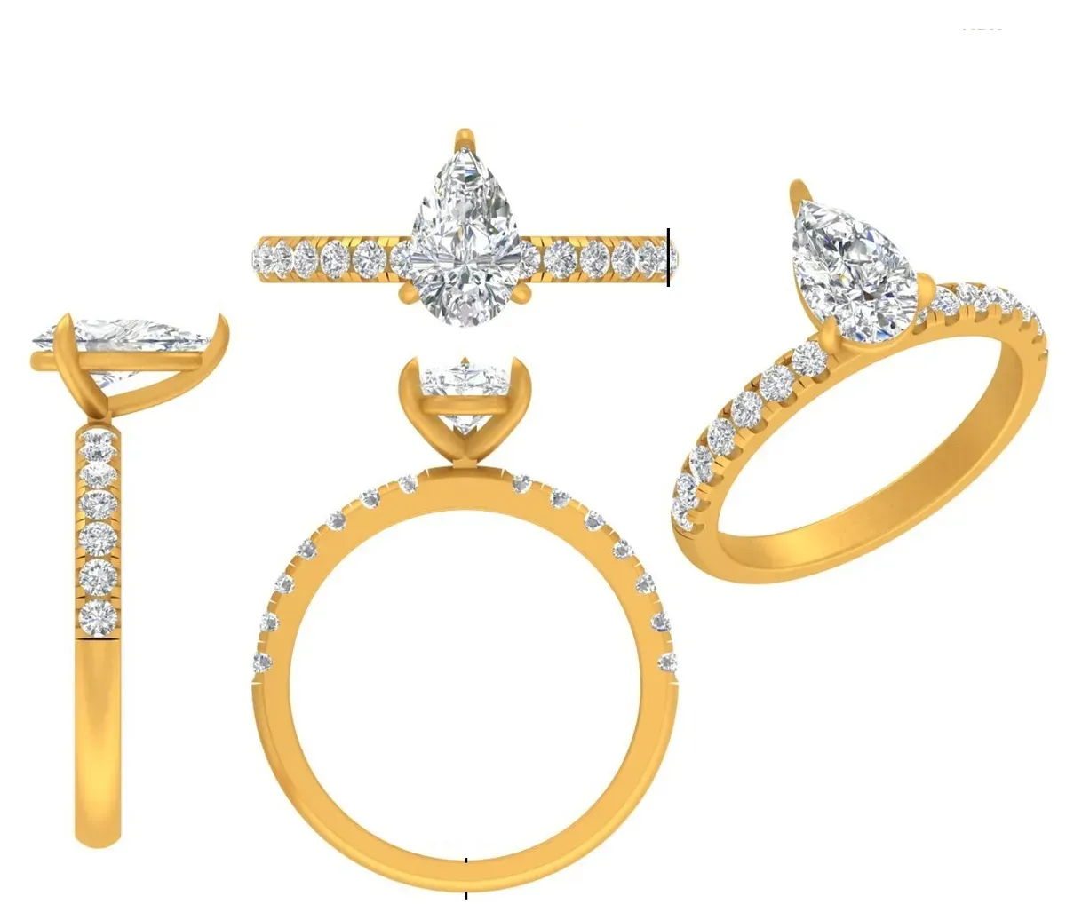 Pear & Round Diamond Engagement Ring 
