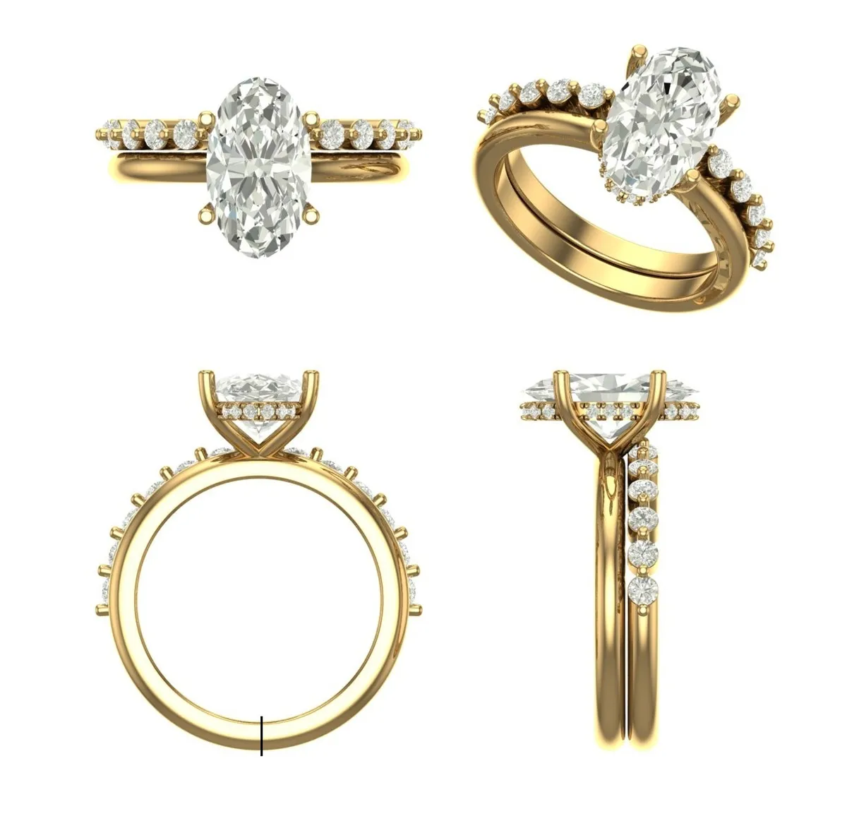 Oval & Round Diamond Engagement Ring 