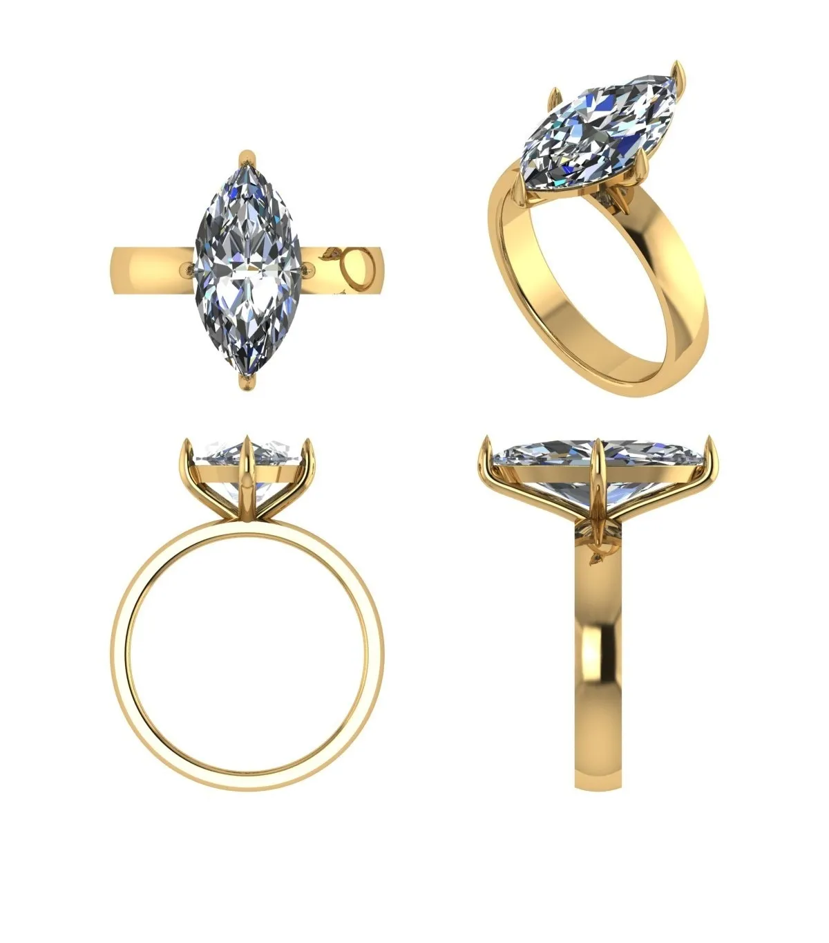 Marquise Diamond Solitaire Ring 