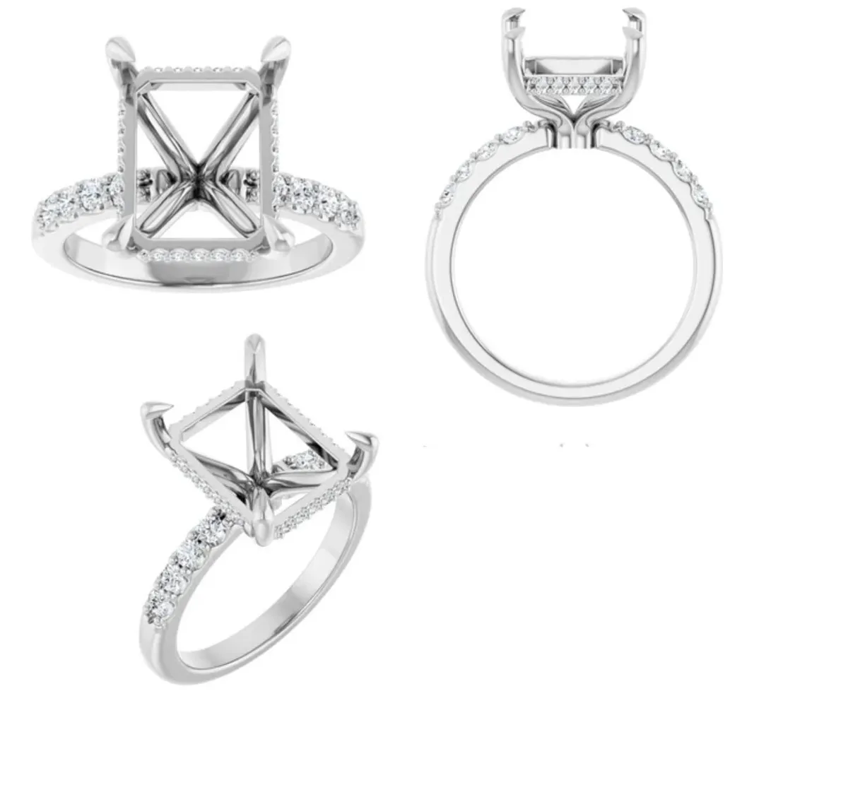 Radiant & Round Diamond Engagement Ring 