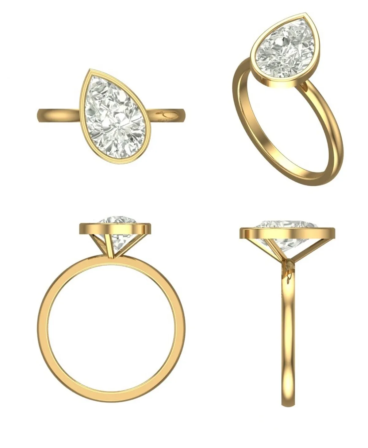 Bezel Setting Pear Diamond Solitaire Ring