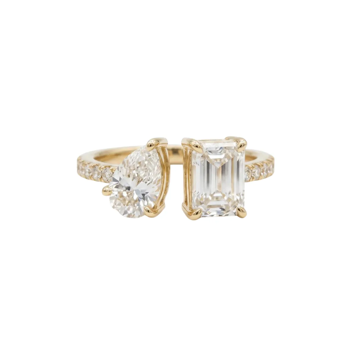 Pear & Emerald Diamond Engagement Ring 