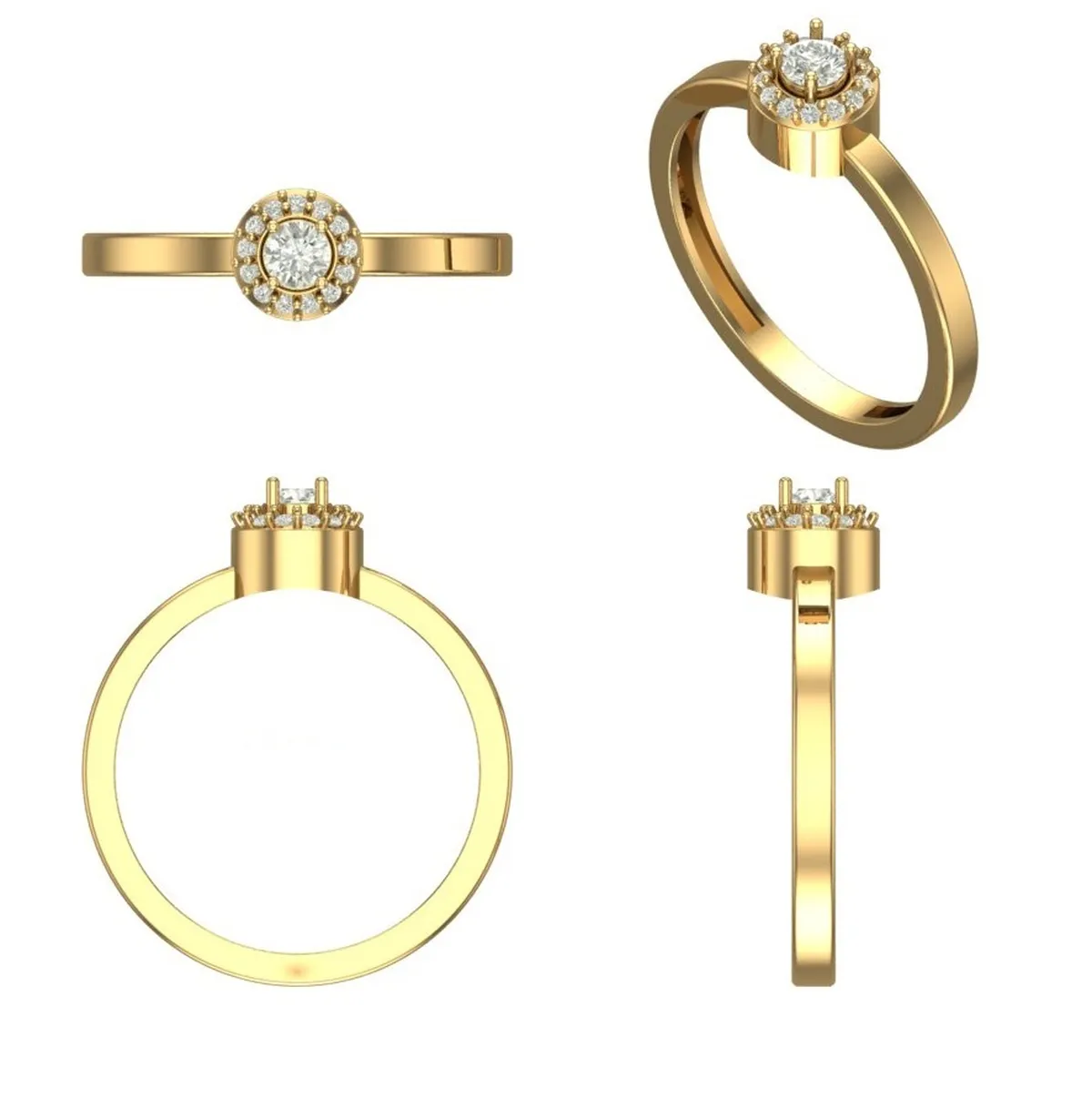 Halo Setting Round Diamond Engagement Ring 