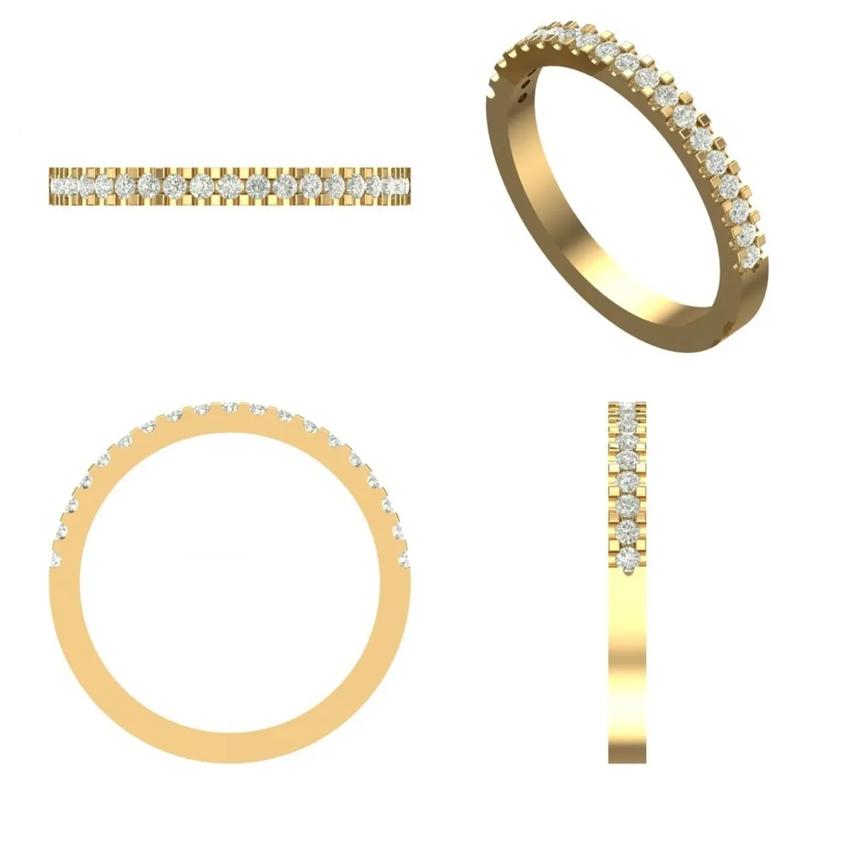 Round Diamond Half Eternity Band 