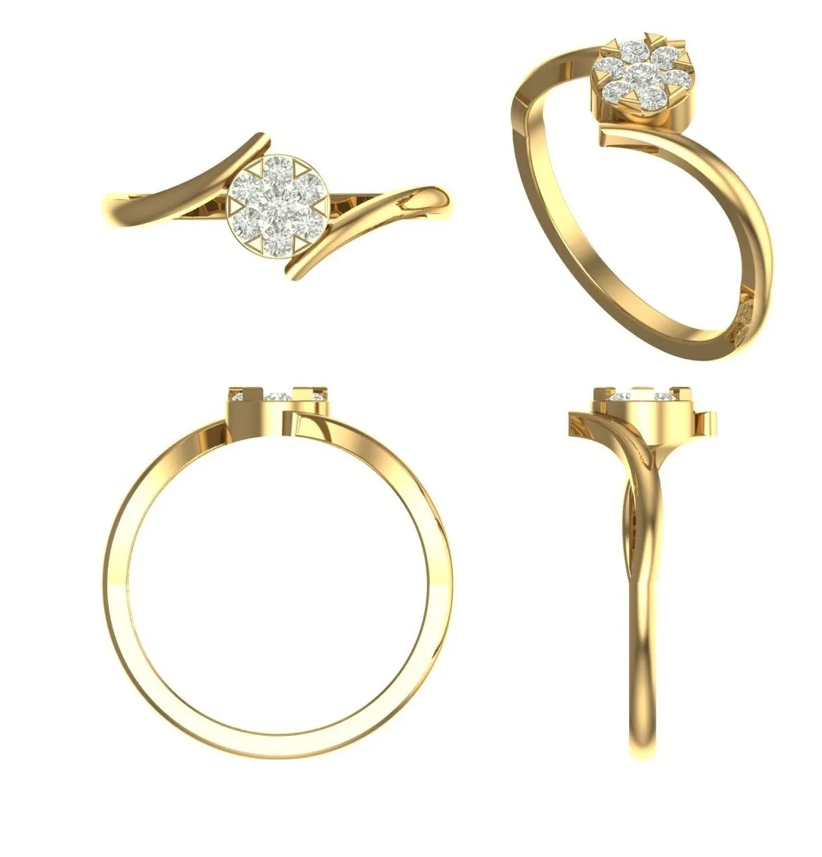Pressure Setting Round Diamond Ring 