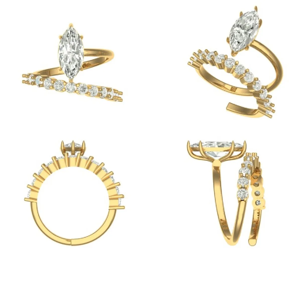 Marquise & Round Diamond Fashion Ring 