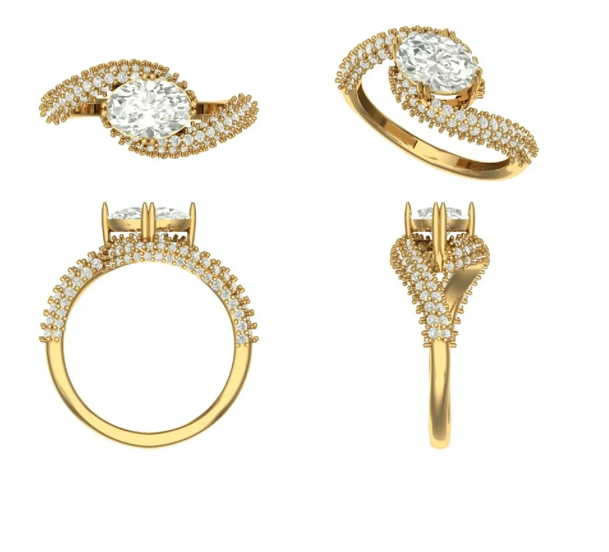 Oval & Round Diamond Engagement Ring 