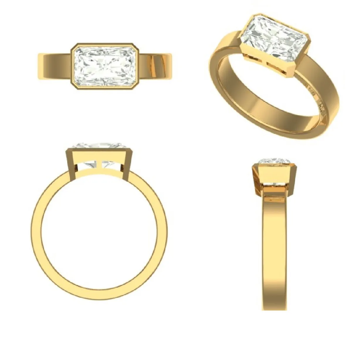 Bezel Setting Radiant Diamond Solitaire Ring