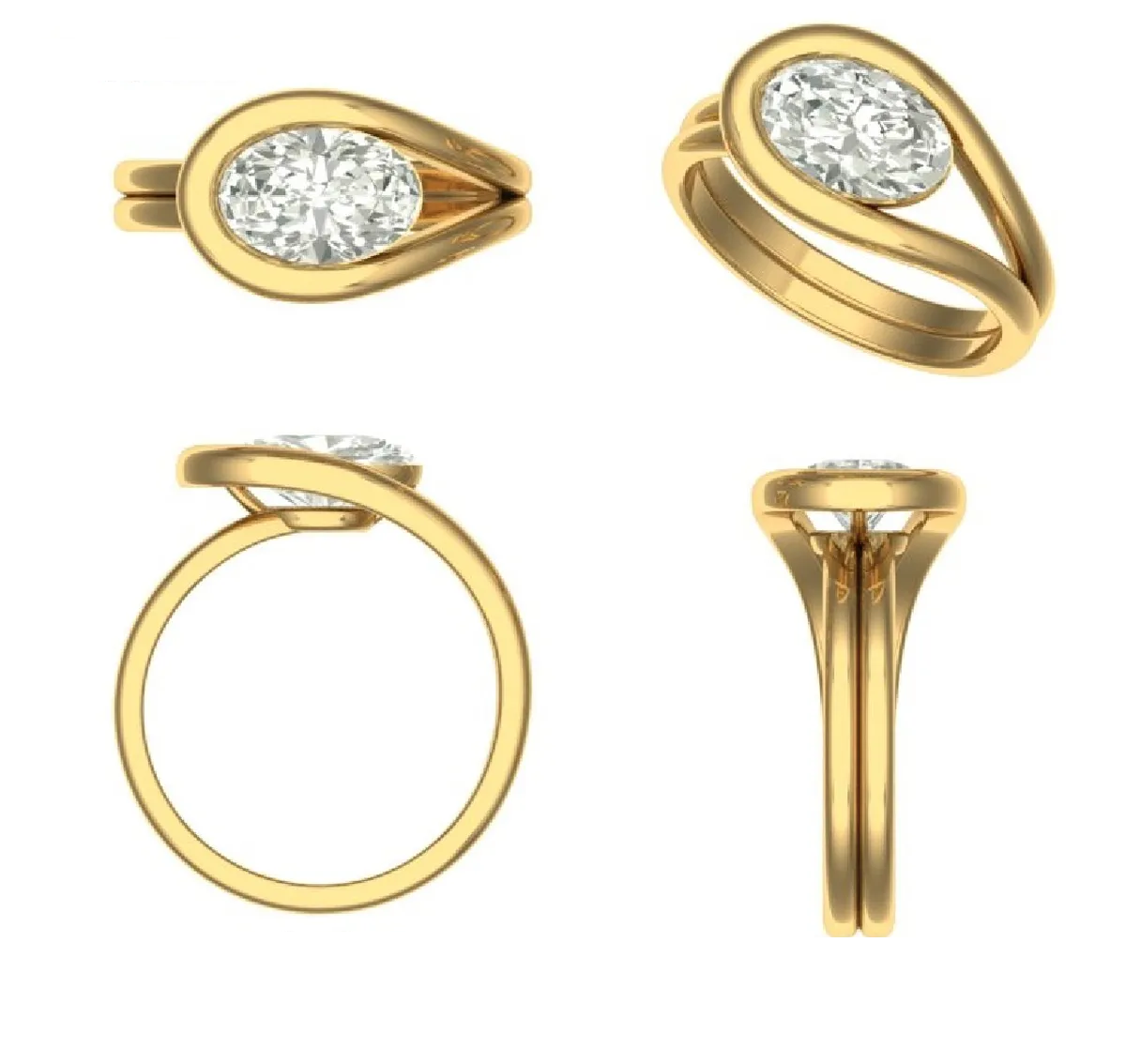 Oval Diamond Solitaire Ring 