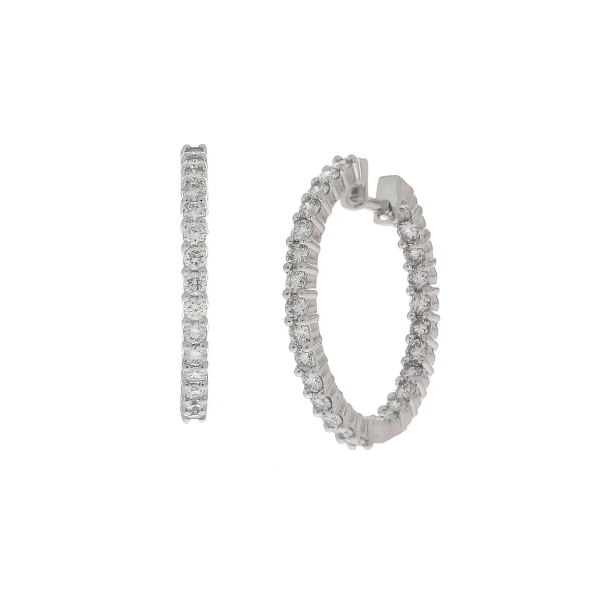 Round Diamond Hoops Earring 