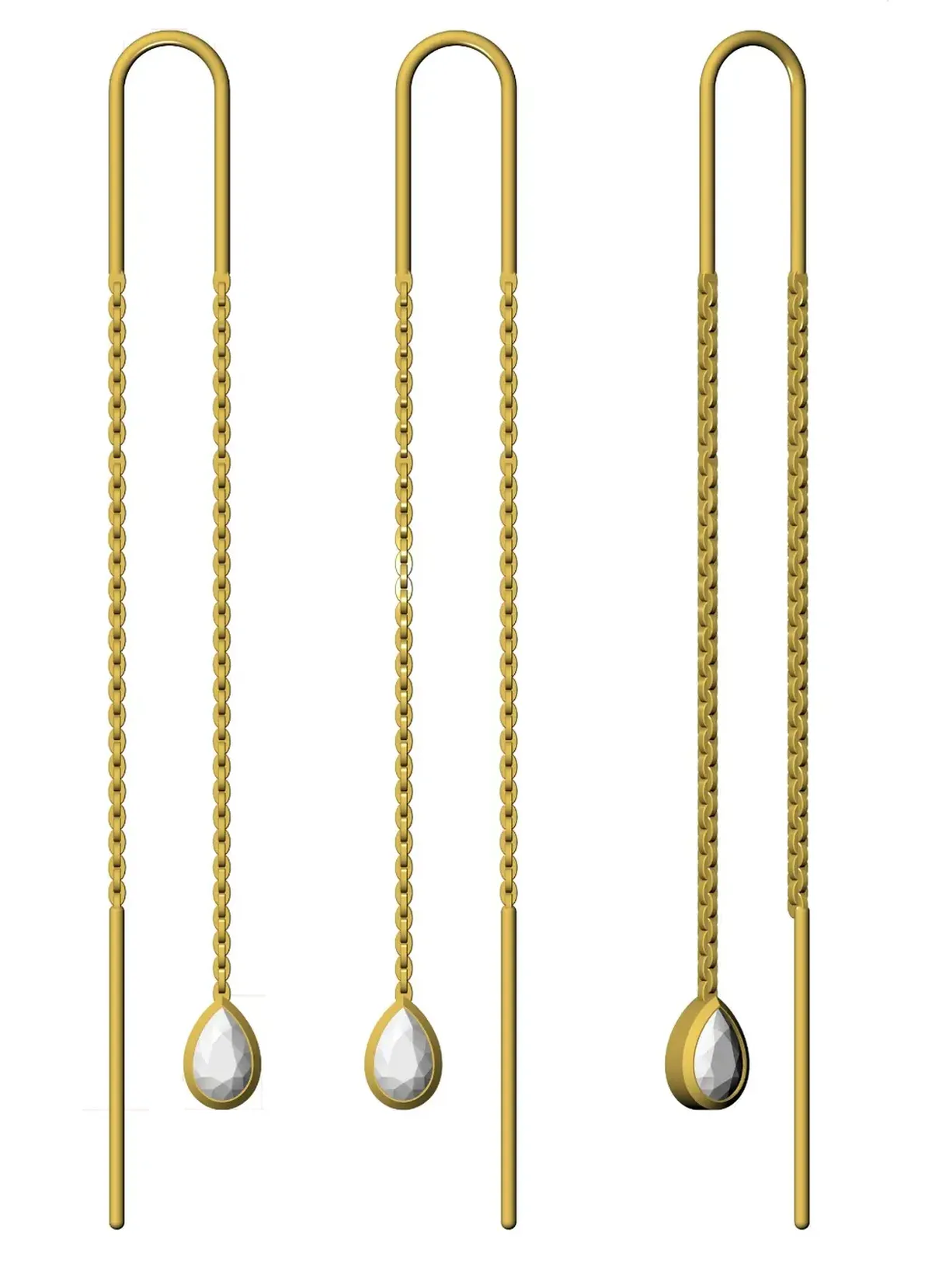 Bezel Setting Pear Diamond Hanging Fashion Earring 